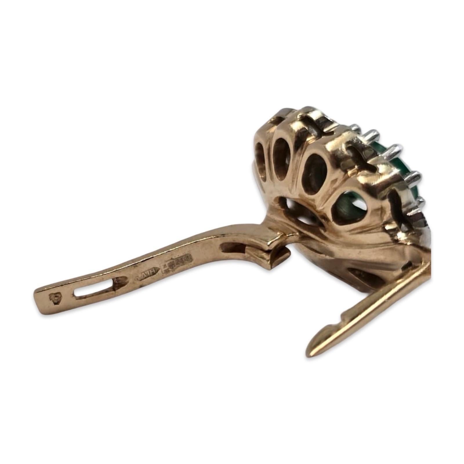 Set di anelli e orecchini d'epoca con smeraldo russo e diamanti del Giardino Imperiale da 4,70tcw in vendita 1