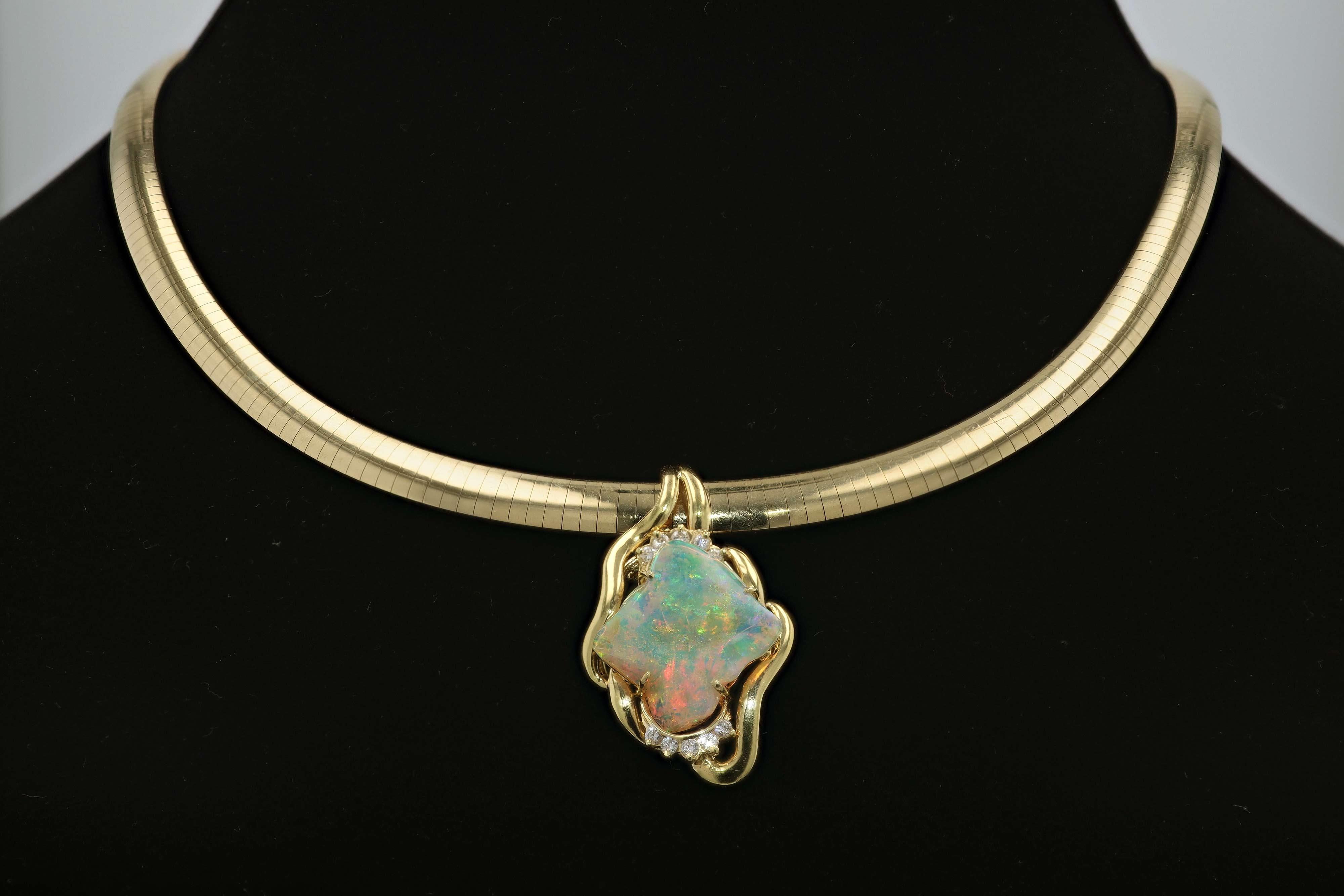 Contemporary Vintage 4.74 Carat Opal Pendant Necklace