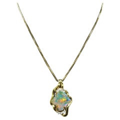 Vintage 4.74 Carat Opal Pendant Necklace