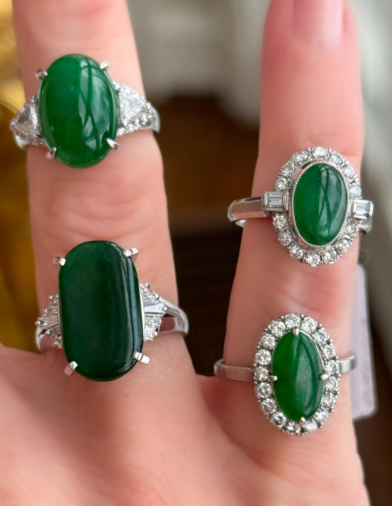 De las mujeres Anillo vintage de jadeíta, diamantes y platino de 4,75 quilates en venta