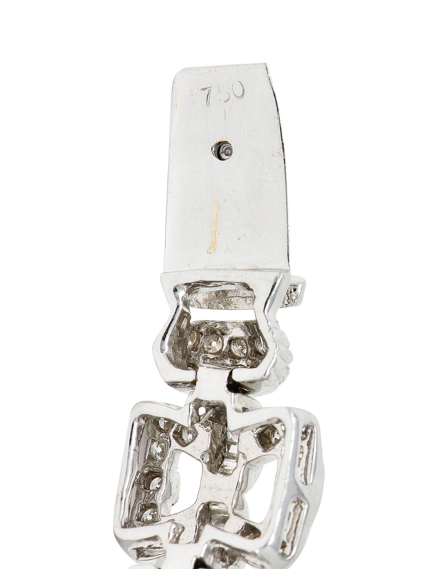 Vintage 47.50 Carats Aquamarine Diamond 18 Karat White Gold Buckle Link Bracelet 1