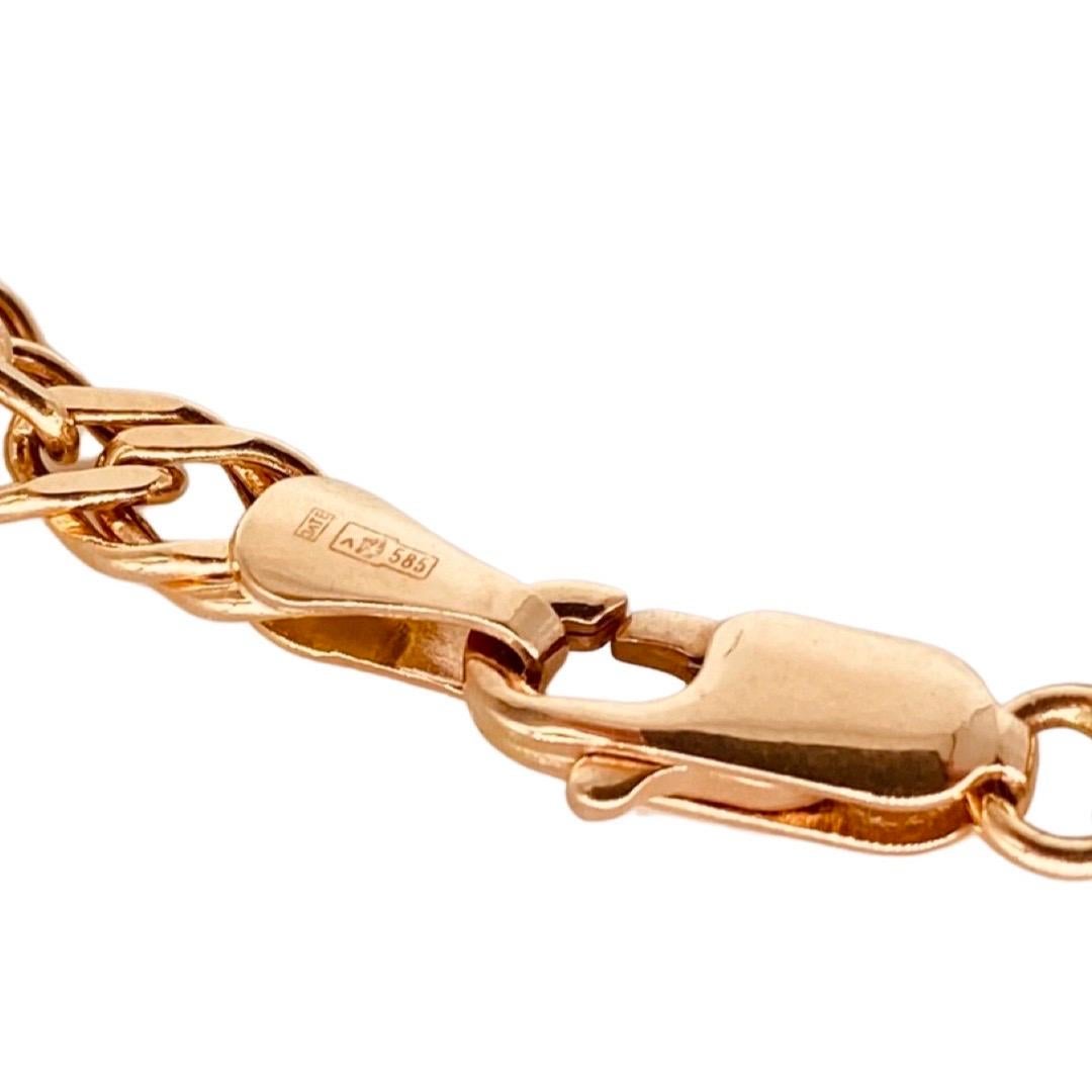 Vintage By 4.75mm Fancy Double Cuban Curb Link Collana in oro russo 585 in vendita 1