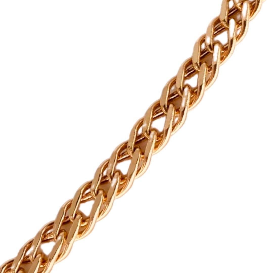 Vintage 4.75mm Fancy Double Cuban Curb Link Necklace Russian Gold 585 In Excellent Condition For Sale In Miami, FL
