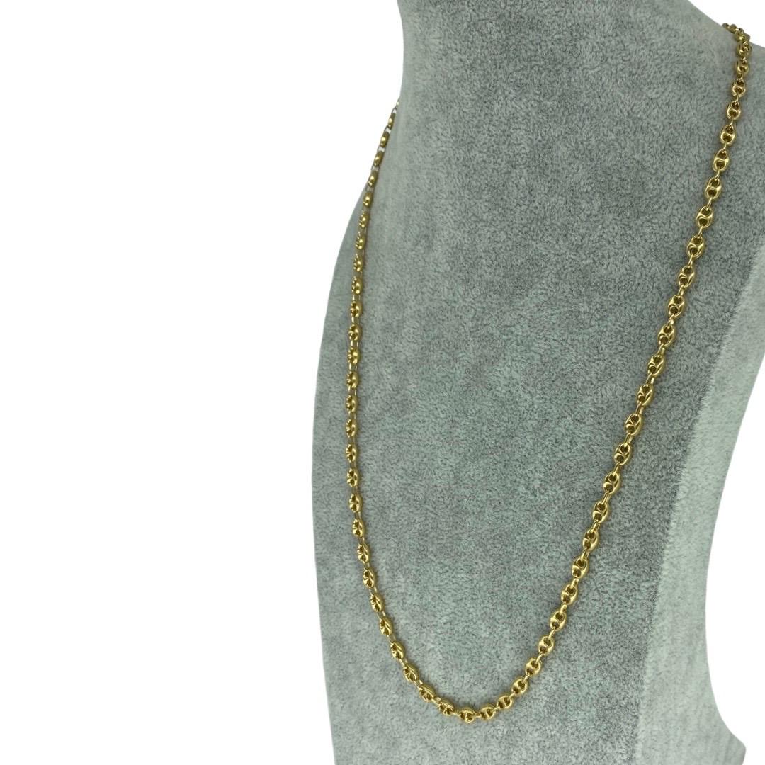 Vintage Italian Gucci Puff Link Chain Necklace 18k Gold In Excellent Condition In Miami, FL