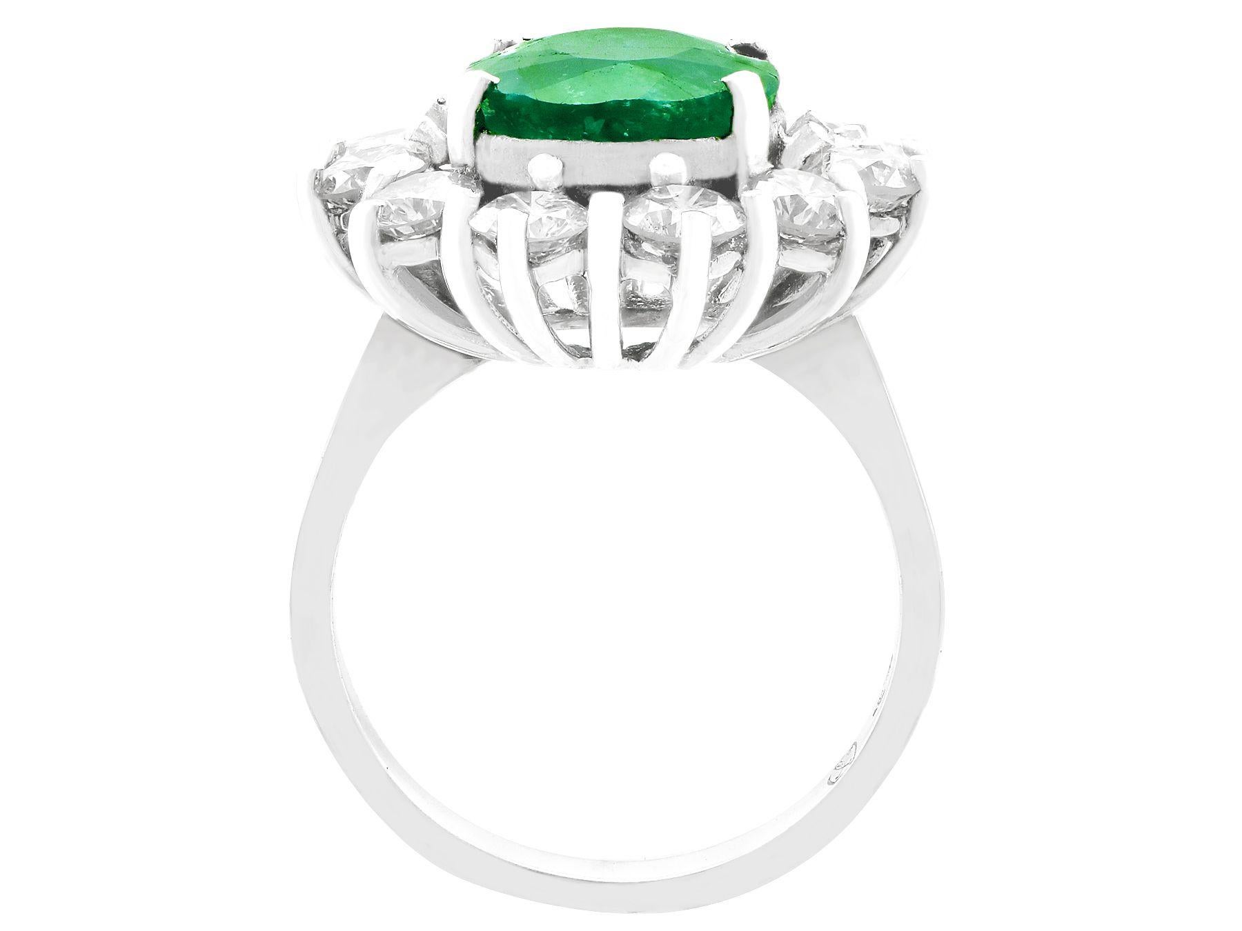 Women's Vintage 4.82 Carat Emerald 3.12 Carat Diamond White Gold Cluster Ring For Sale