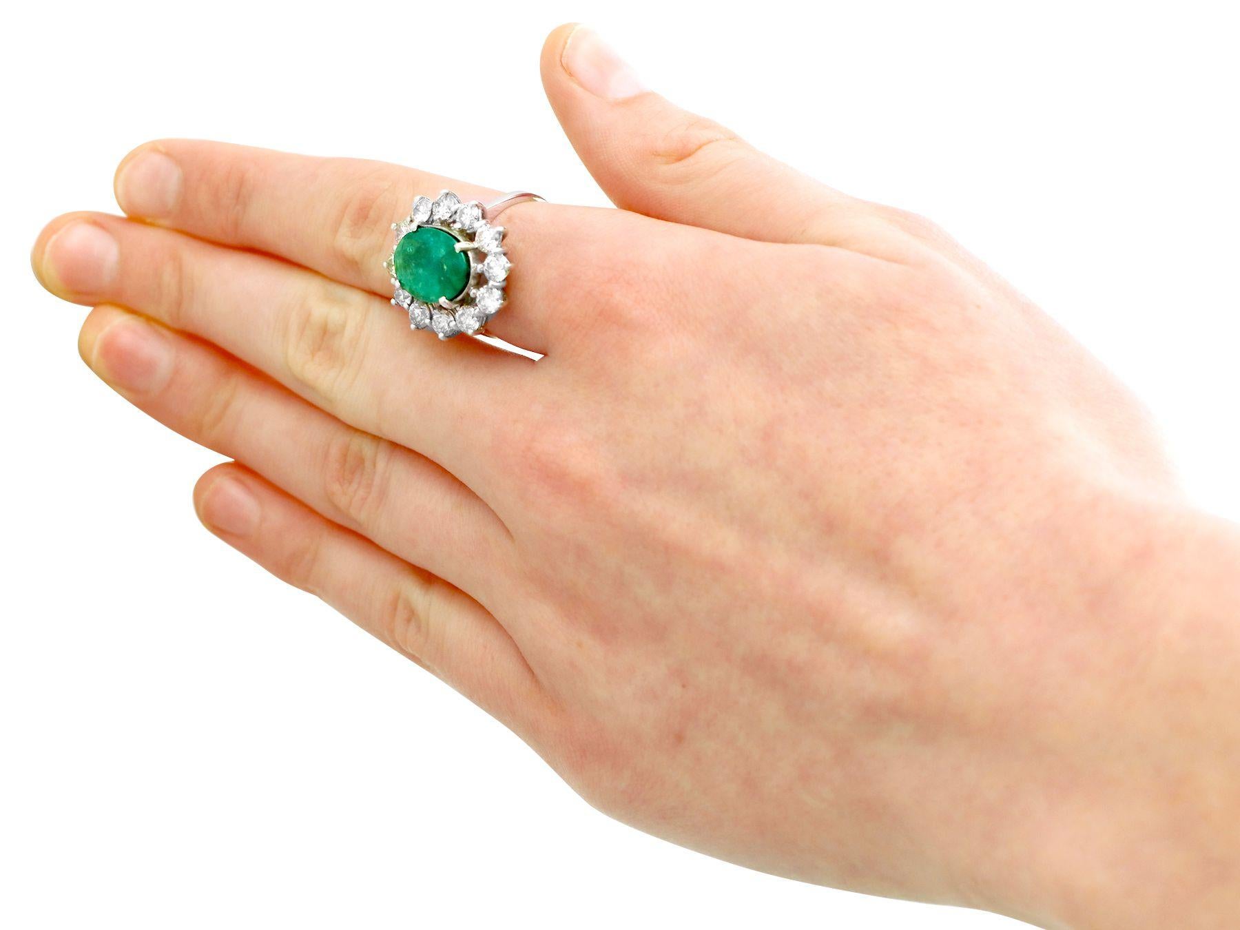 Vintage 4.82 Carat Emerald 3.12 Carat Diamond White Gold Cluster Ring For Sale 1