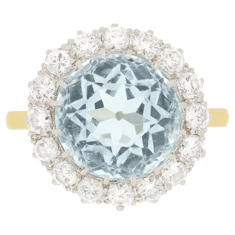 Vintage-Cluster-Ring mit 4,85 Karat Aquamarin und Diamant, ca. 1950er Jahre