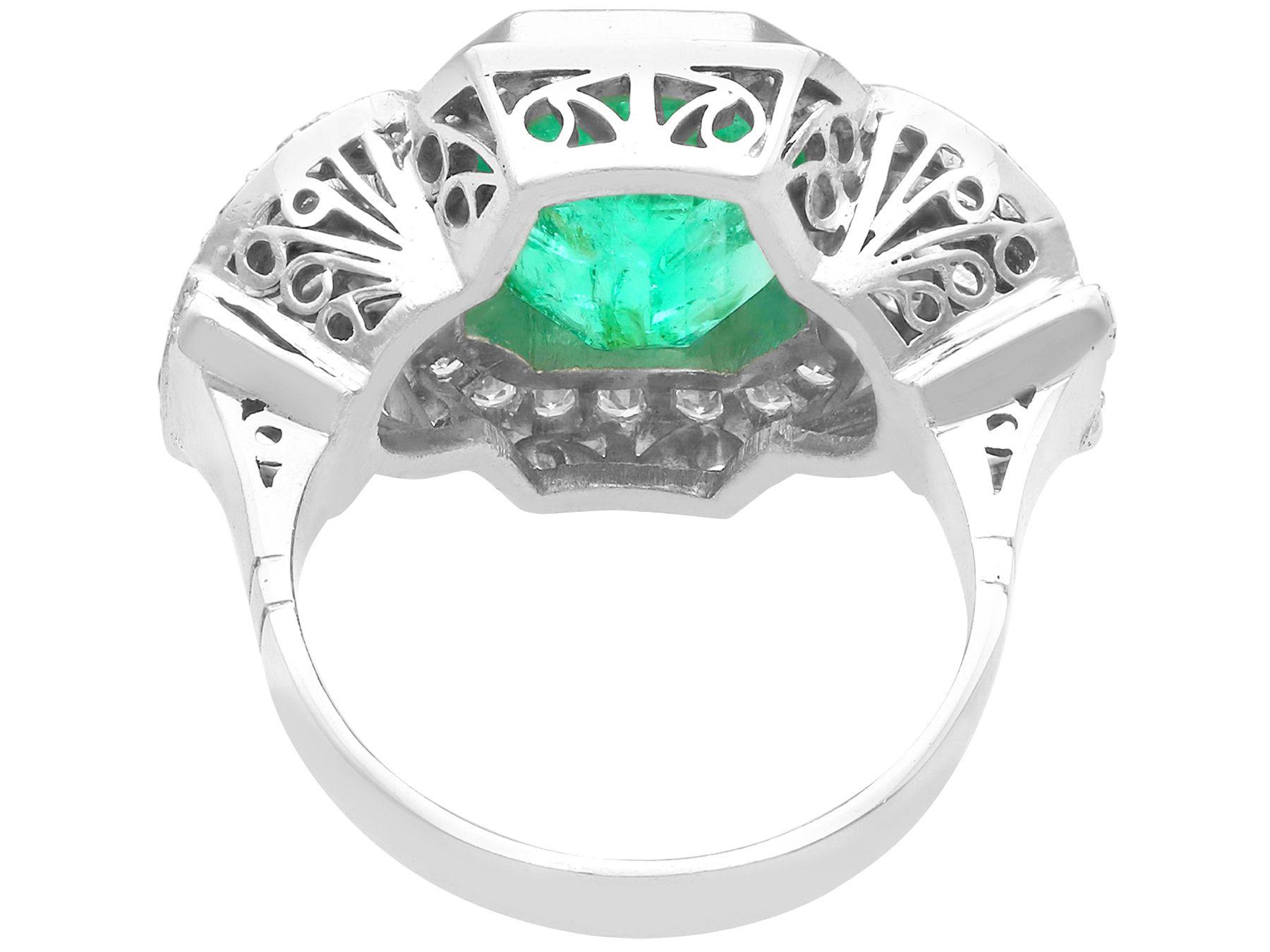Women's or Men's Vintage 4.85 Carat  Emerald and 1.80 Carat Diamond White Gold Gold Dress Ring For Sale