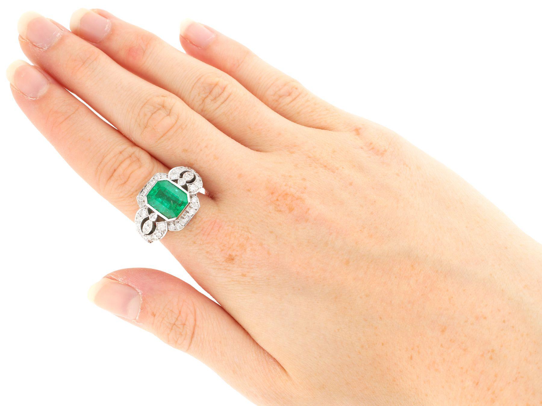 Vintage 4.85 Carat  Emerald and 1.80 Carat Diamond White Gold Gold Dress Ring For Sale 1