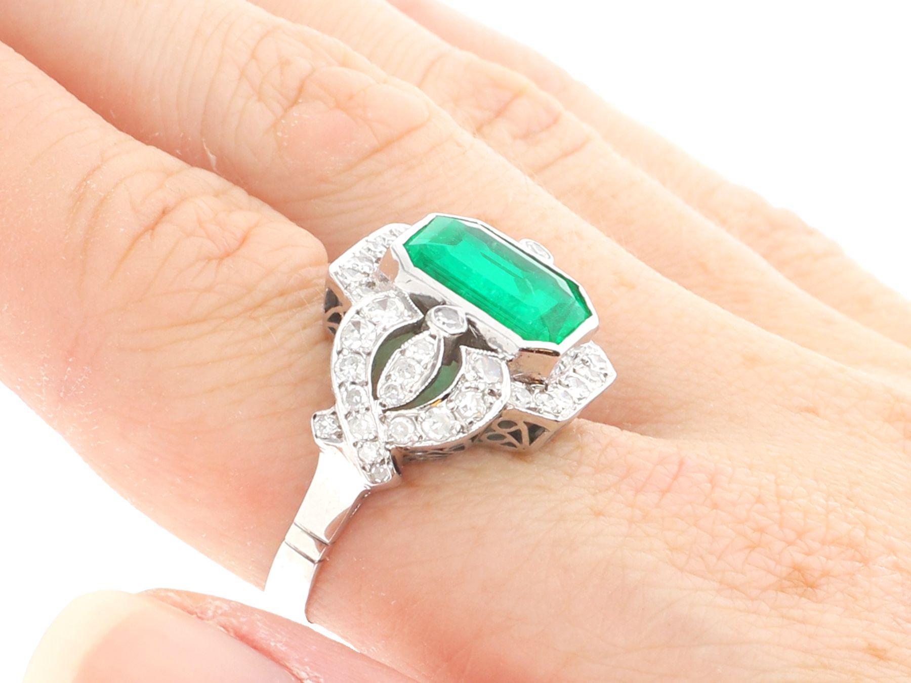 Vintage 4.85 Carat  Emerald and 1.80 Carat Diamond White Gold Gold Dress Ring For Sale 2