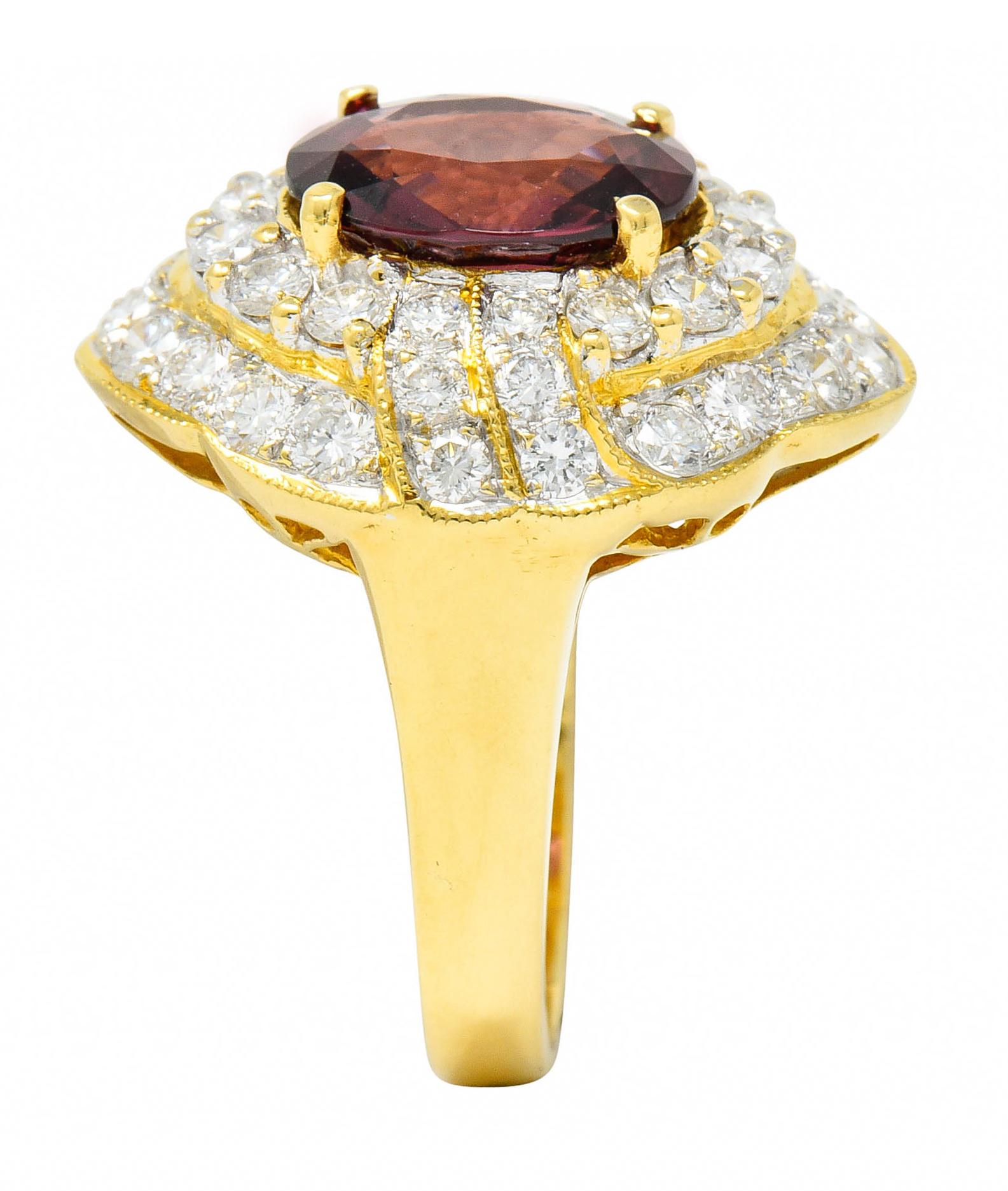 Vintage 4.88 Carat No Heat Spinel Diamond 18 Karat Gold Cluster Ring GIA 1