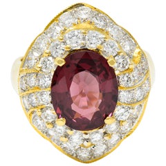 Vintage 4.88 Carat No Heat Spinel Diamond 18 Karat Gold Cluster Ring GIA