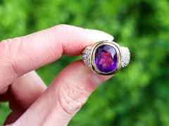 Vintage 4.90ct Amethyst and 0.80ct Diamond 18k Yellow Gold Cocktail Ring