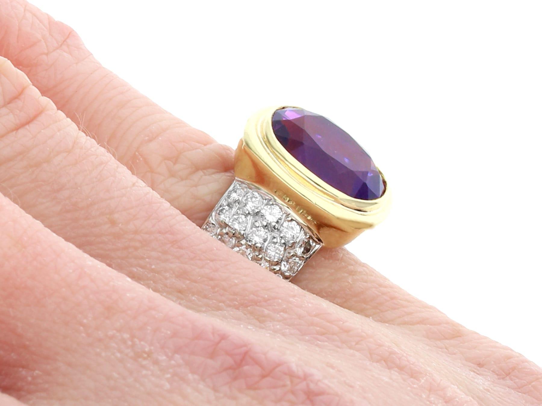 Vintage 4.90ct Amethyst and 0.80ct Diamond 18k Yellow Gold Cocktail Ring For Sale 4