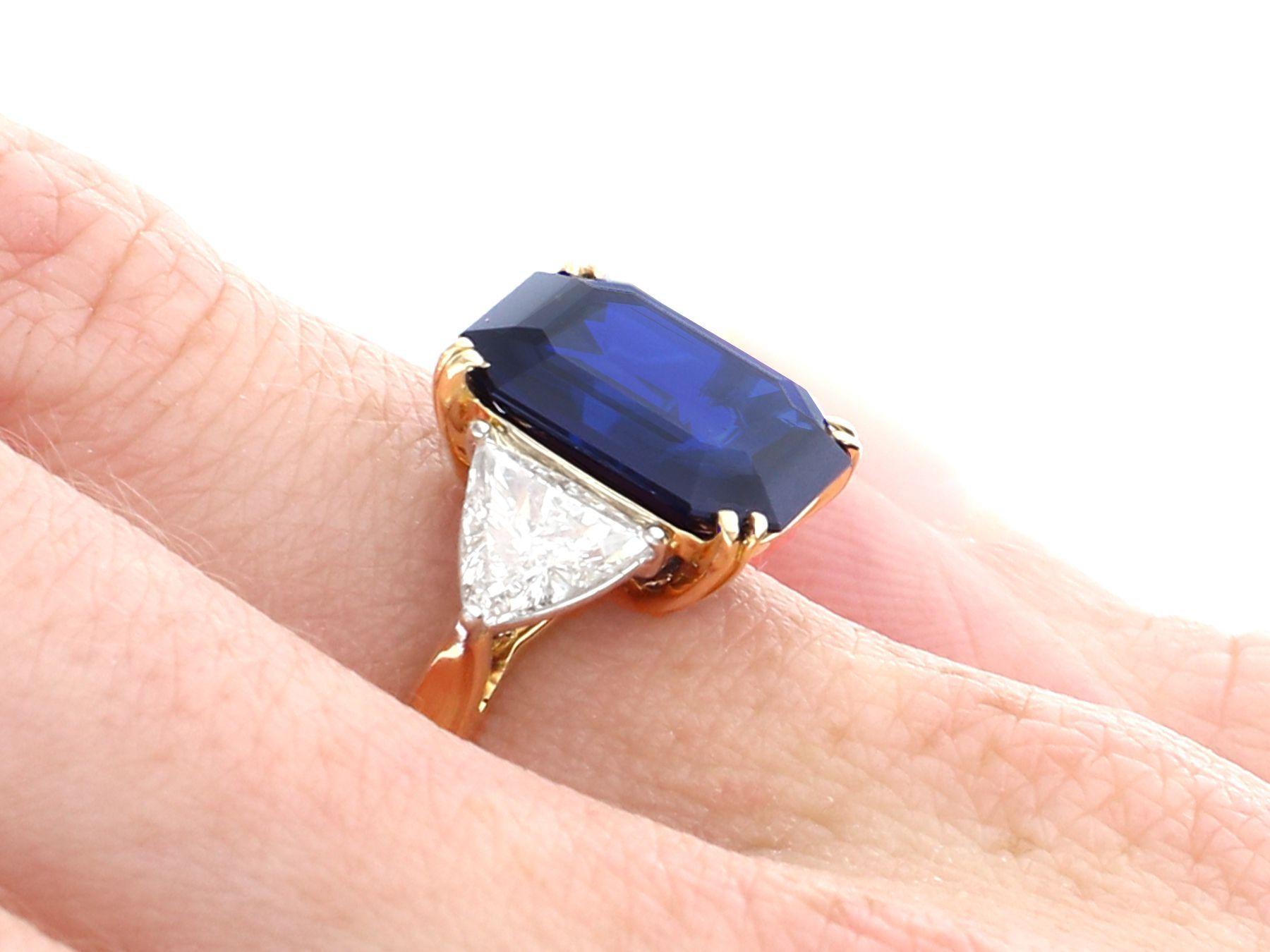 Vintage 4.91 Carat Sapphire and Diamond, Yellow and White Gold Trilogy Ring 3