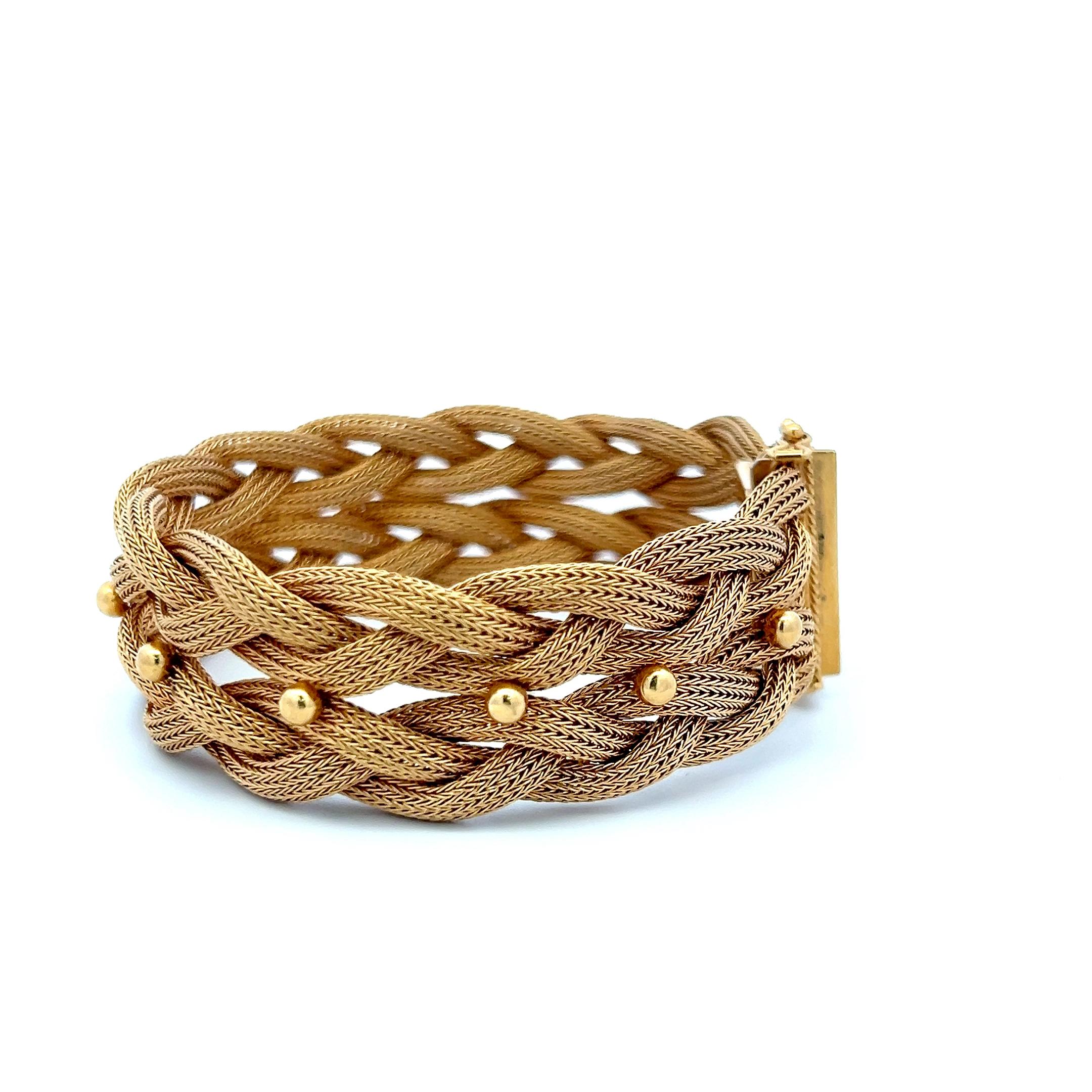 Donna Bracciale d'epoca in oro giallo 18 carati da 49,50 grammi, misura 7,5 pollici in vendita