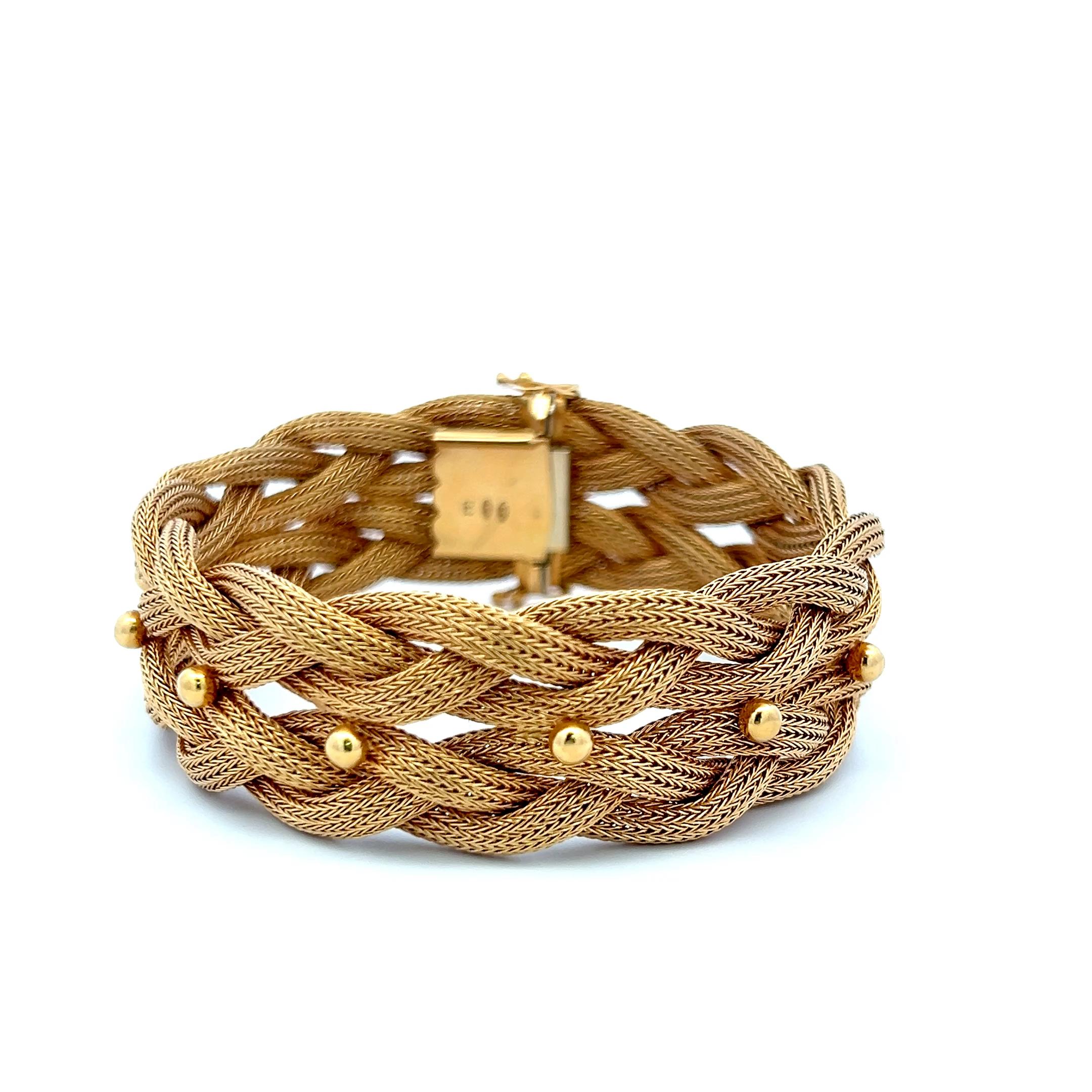 Bracciale d'epoca in oro giallo 18 carati da 49,50 grammi, misura 7,5 pollici in vendita 1