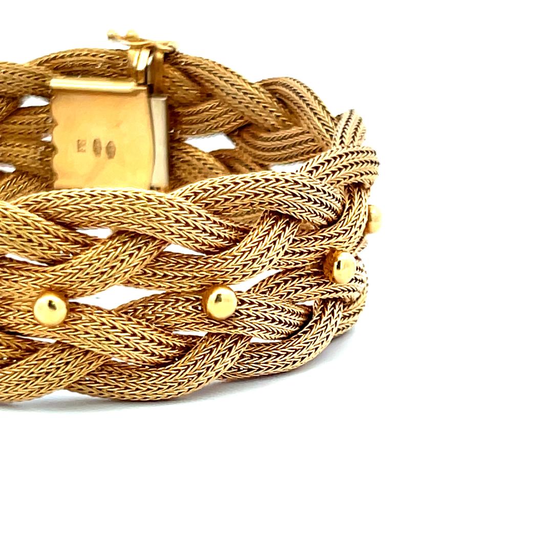 Bracciale d'epoca in oro giallo 18 carati da 49,50 grammi, misura 7,5 pollici in vendita 2