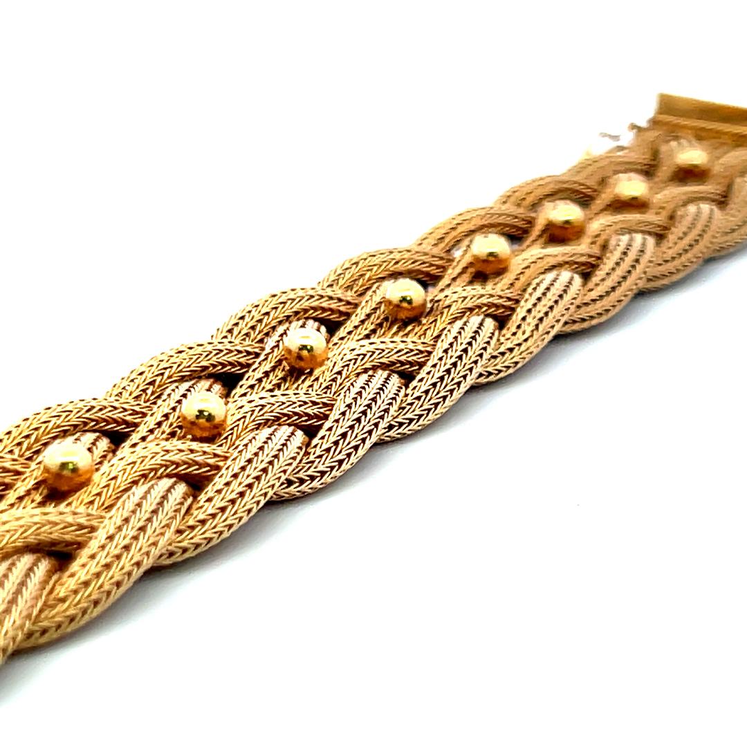 Bracciale d'epoca in oro giallo 18 carati da 49,50 grammi, misura 7,5 pollici in vendita 3