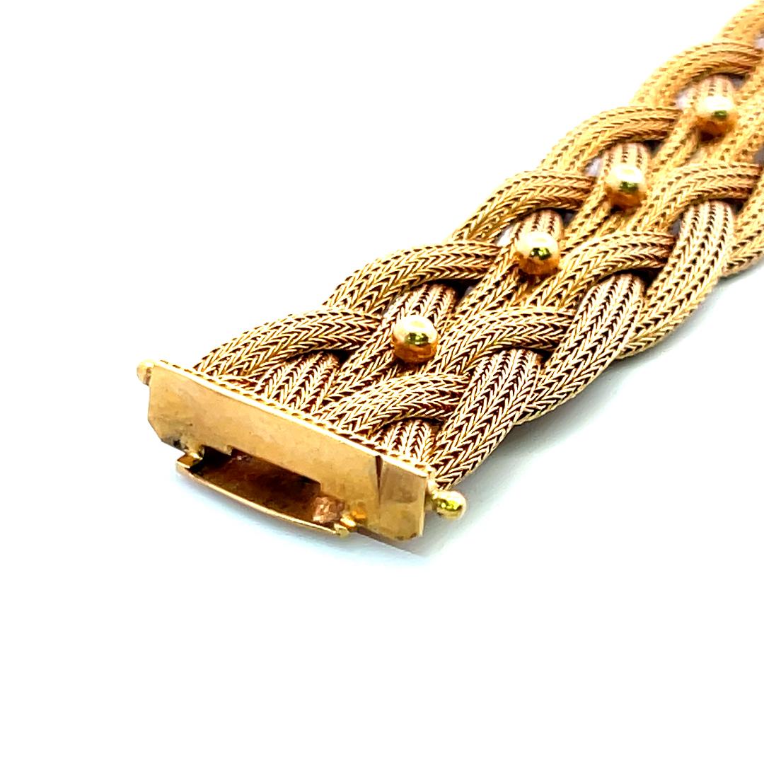 Bracciale d'epoca in oro giallo 18 carati da 49,50 grammi, misura 7,5 pollici in vendita 4