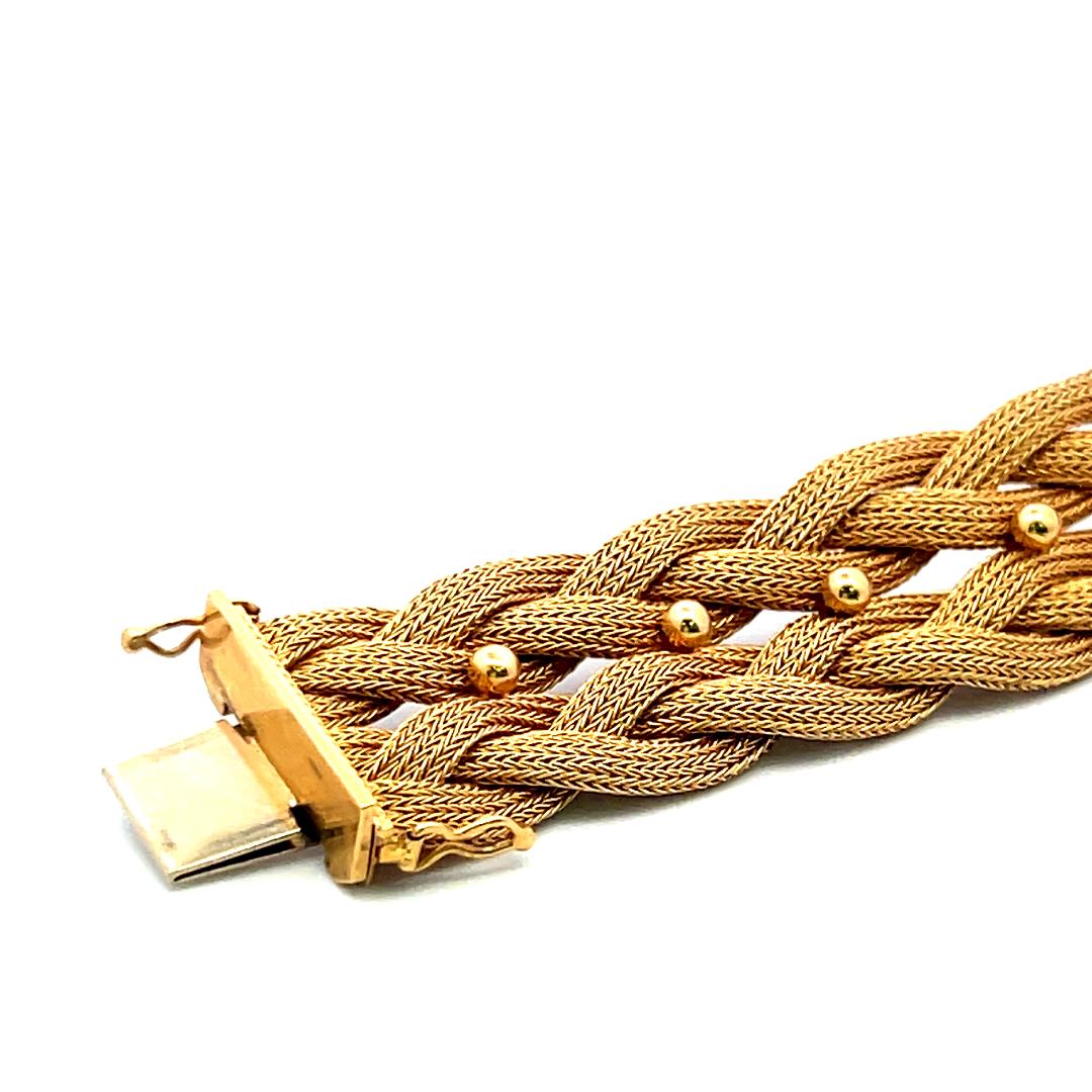 Bracciale d'epoca in oro giallo 18 carati da 49,50 grammi, misura 7,5 pollici in vendita 5