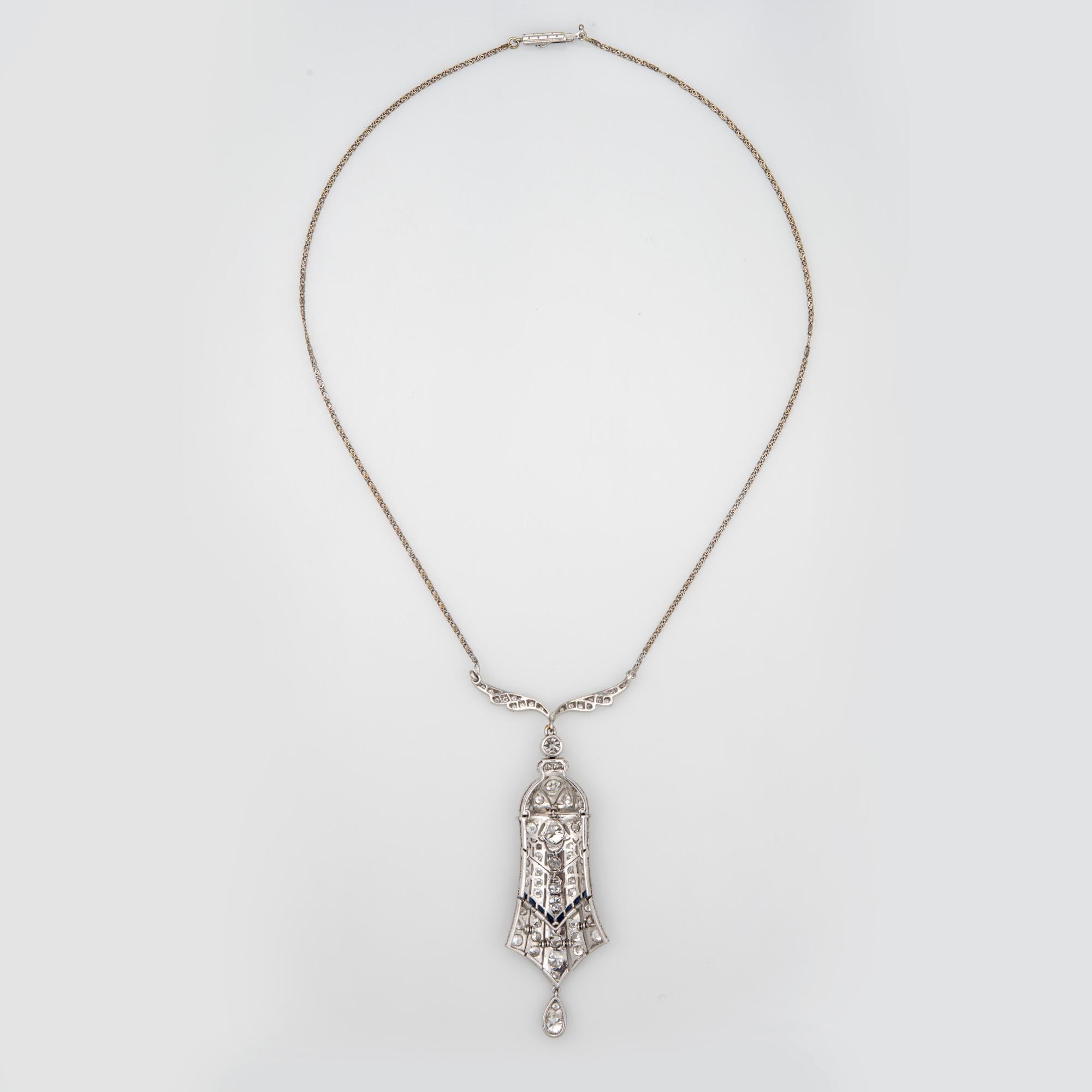 Art déco Vintage 4ct Diamond Art Deco Necklace Platinum 15