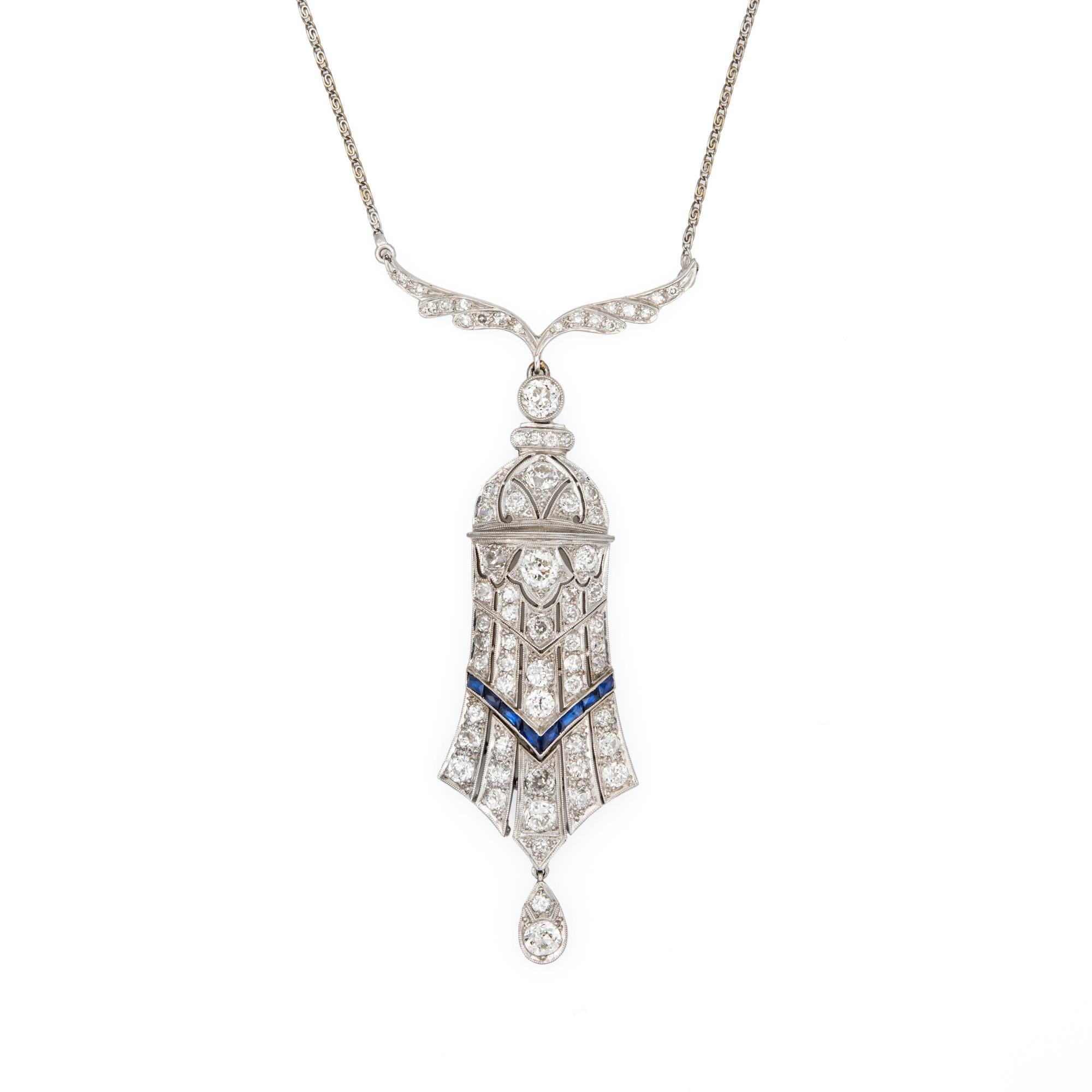 Vintage 4ct Diamond Art Deco Necklace Platinum 15