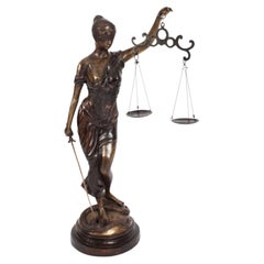 Vintage 4ft Bronze "Lady Justice" Statue 20th Century