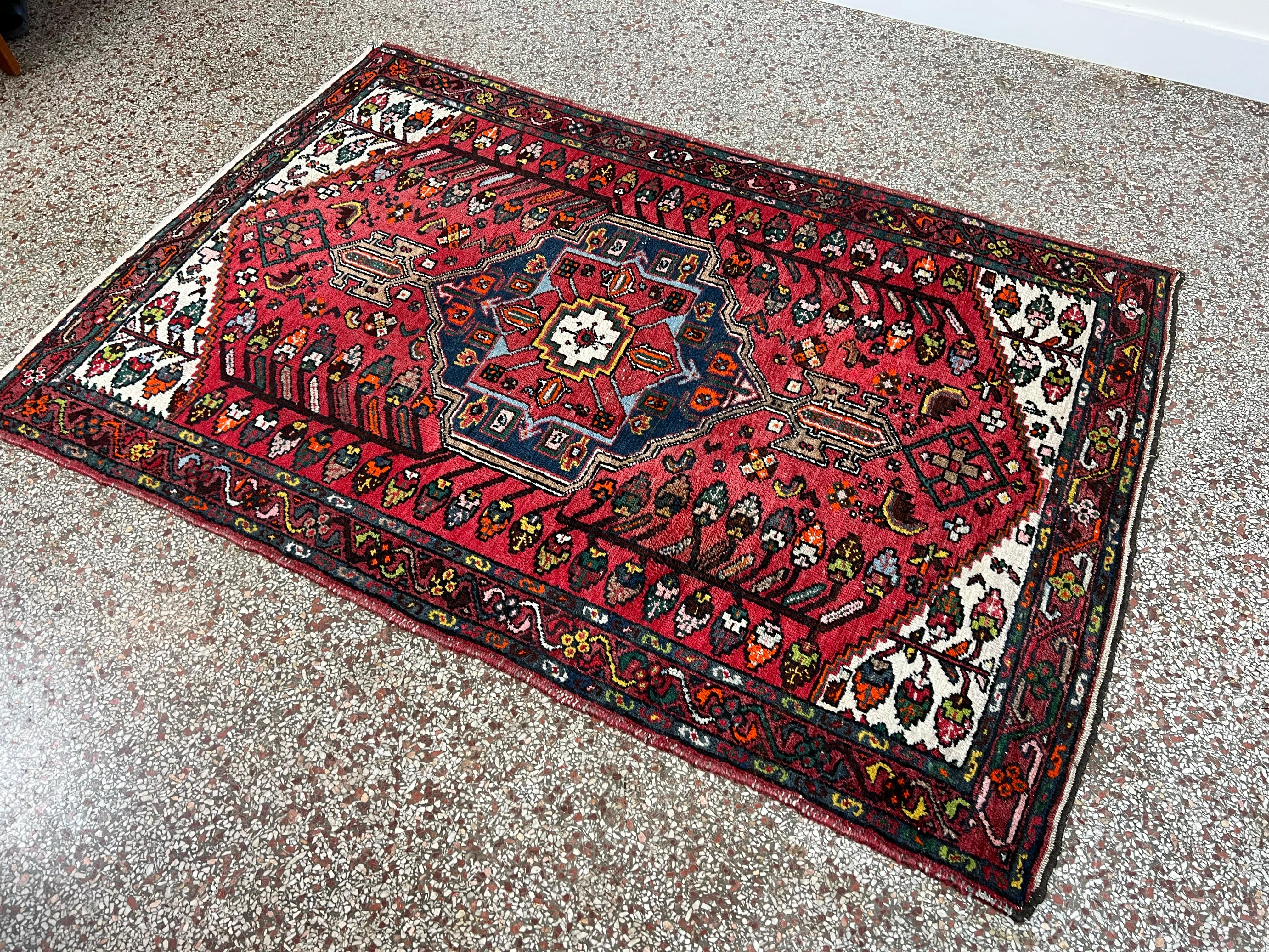 Turkish Vintage 4x6 Hand Knotted Afghan Tribal Baluchi Wool Area Rug For Sale