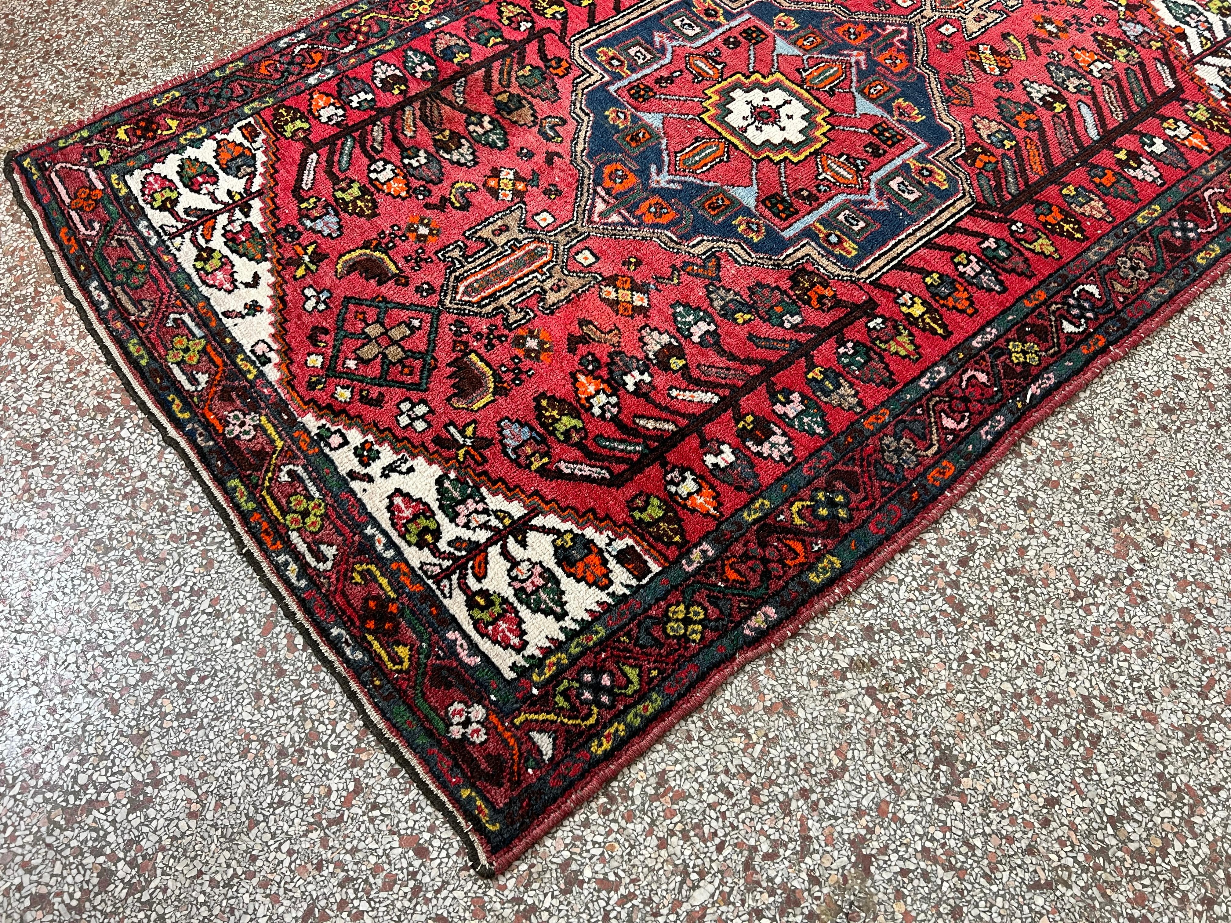 Hand-Woven Vintage 4x6 Hand Knotted Afghan Tribal Baluchi Wool Area Rug For Sale