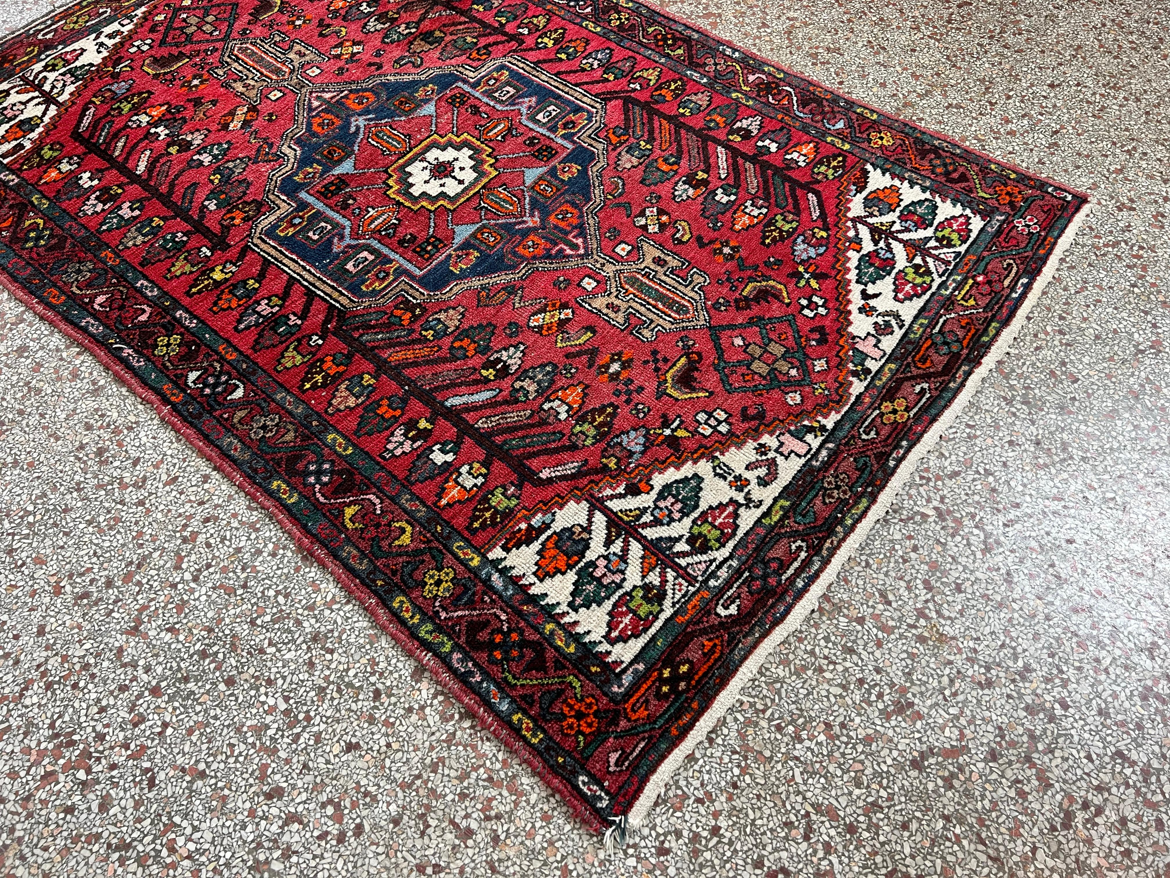 Vintage 4x6 Hand Knotted Afghan Tribal Baluchi Wool Area Rug In Good Condition For Sale In Fort Lauderdale, FL