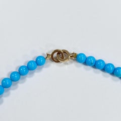 Vintage 5-6mm Natural Turquoise Bead Necklace with 18 Karat Gold Clasp