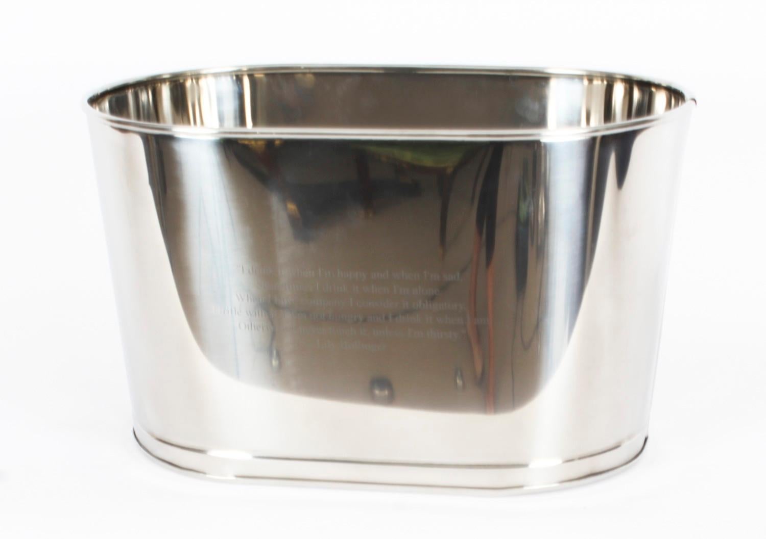 Vintage 5 Bottle Silver Plated Wine Cooler Ice Bucket 20th Century For Sale 3