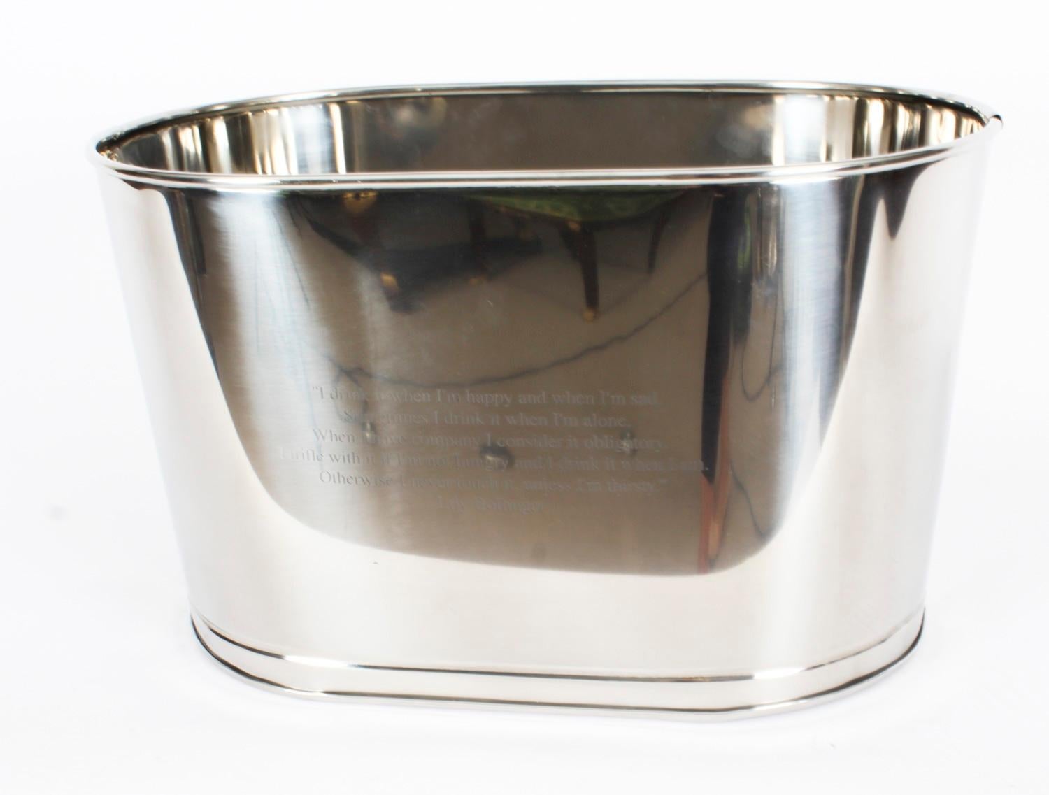 Vintage 5 Bottle Silver Plated Wine Cooler Ice Bucket 20th Century For Sale 4