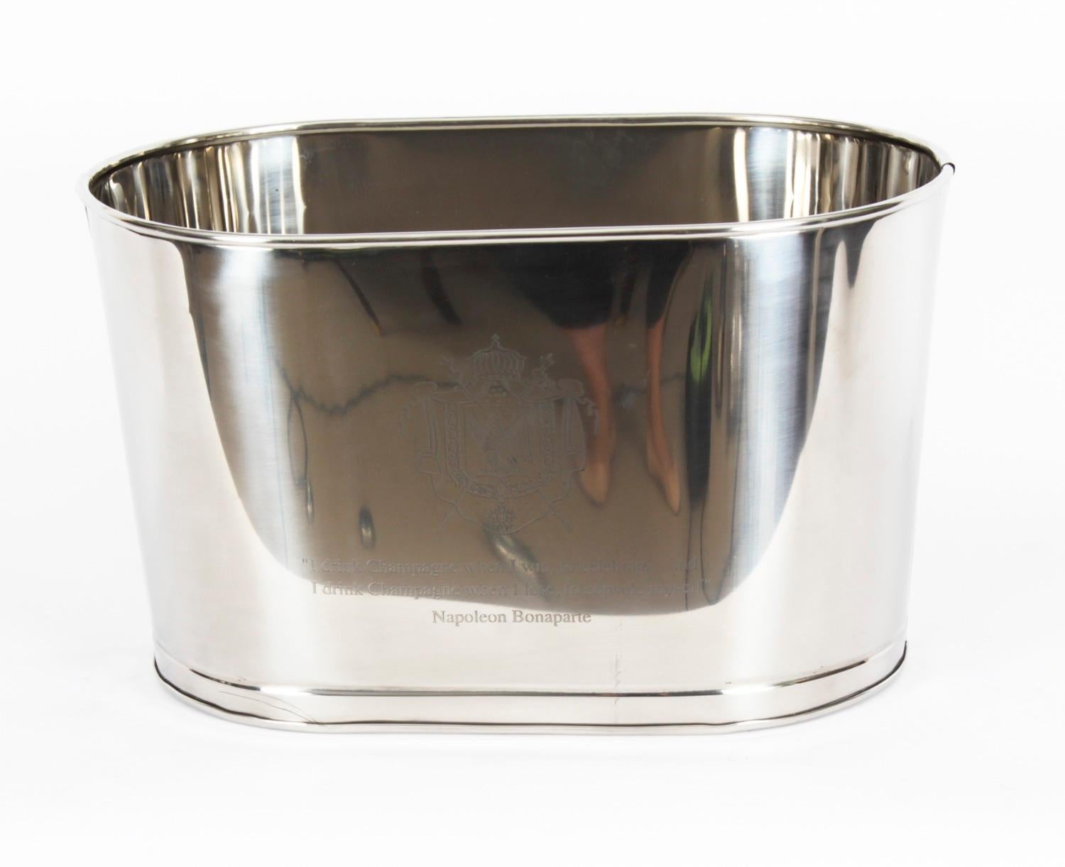 Vintage 5 Bottle Silver Plated Wine Cooler Ice Bucket 20th Century For Sale 6