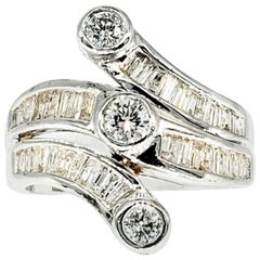 Retro 5 Carat Diamonds 3-Stone 14 Karat White Gold Ring