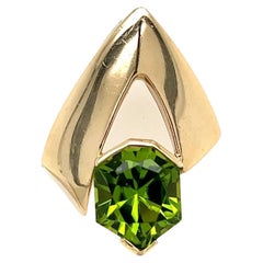 Vintage 5 Carat Fancy Cut Peridot V-Shape Enhancer Drop Pendant Necklace