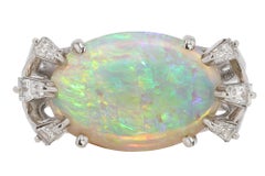 Retro 5 Carat Fire Opal East-West Estate Cocktail Ring