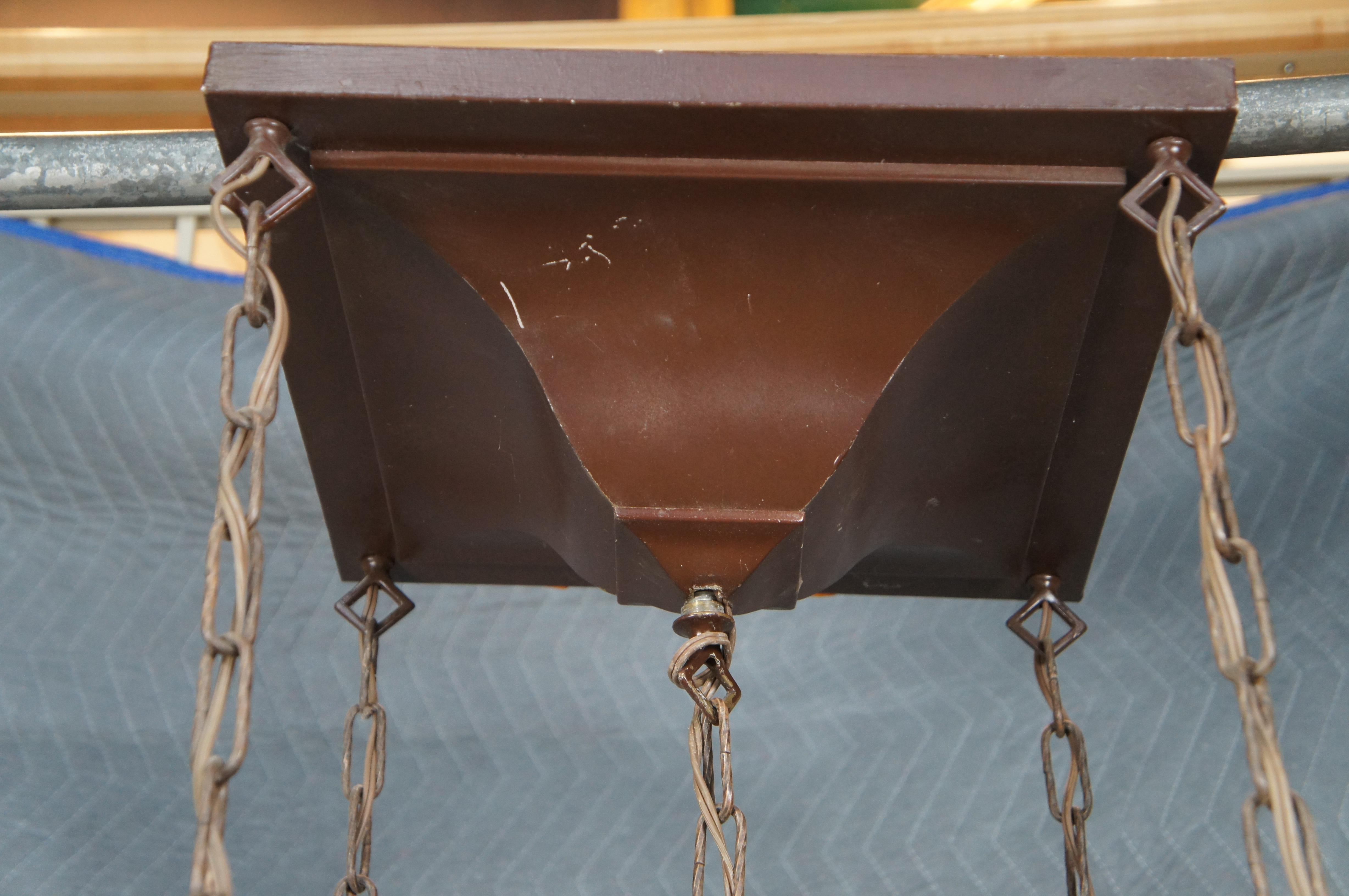 Vintage-Kronleuchter, 5 Lichter, Hängeleuchte, Arts & Crafts Mission, Handwerkskunst, Vintage (Frühes 20. Jahrhundert) im Angebot