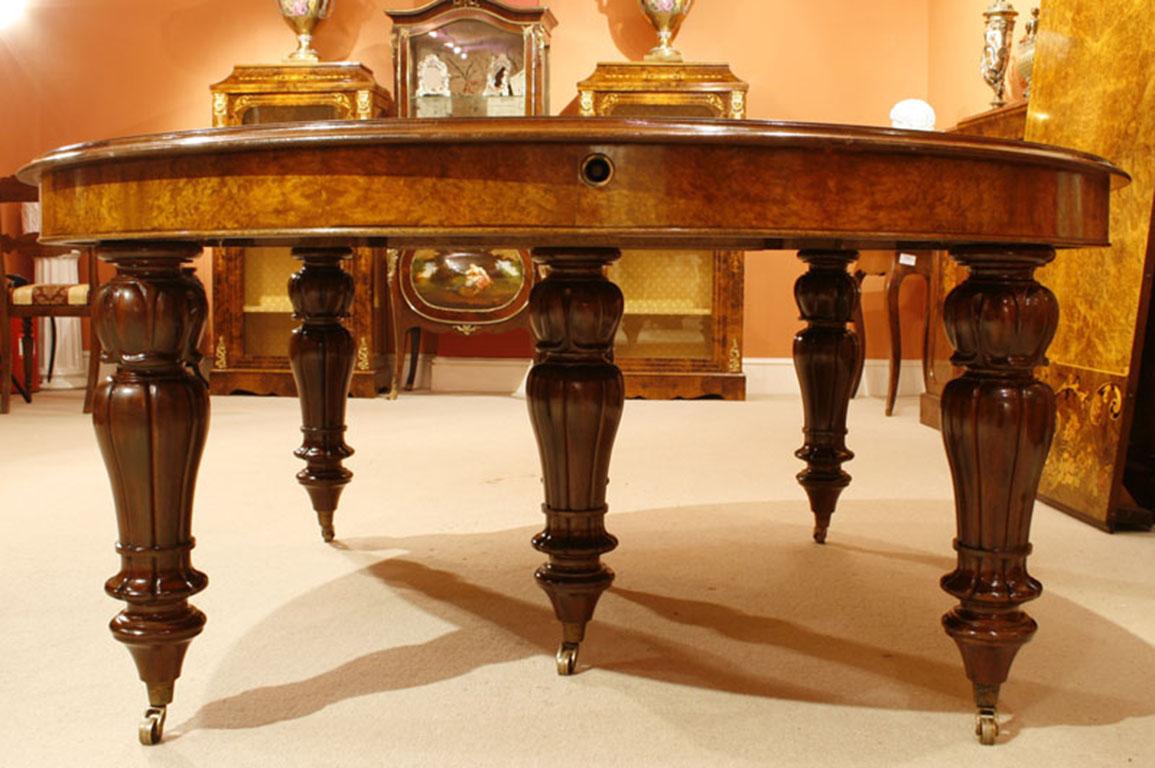Vintage 5 Meter Marquetry Extending Burr Walnut Dining Table 6