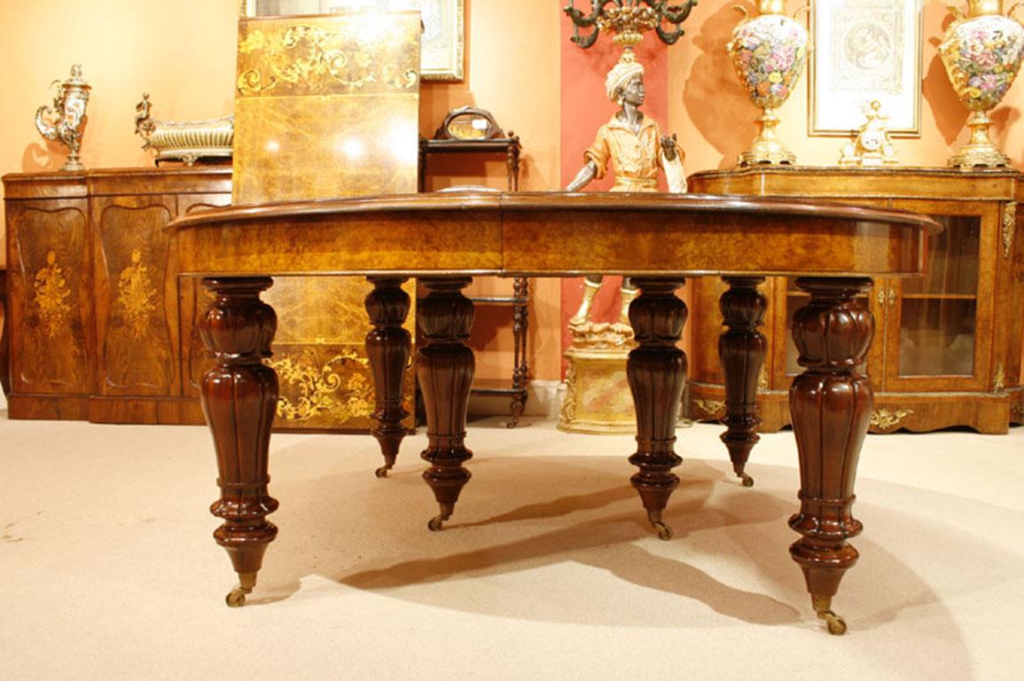 Vintage 5 Meter Marquetry Extending Burr Walnut Dining Table 8