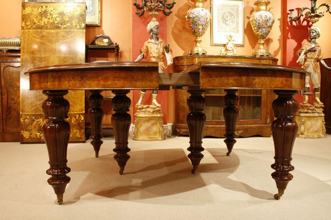 Vintage 5 Meter Marquetry Extending Burr Walnut Dining Table 9
