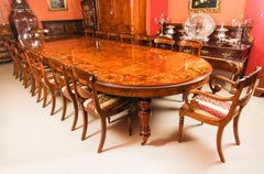 Vintage 5 Meter Marquetry Extending Burr Walnut Dining Table
