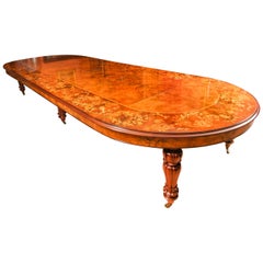 Vintage 5 Meter Marquetry Extending Burr Walnut Dining Table