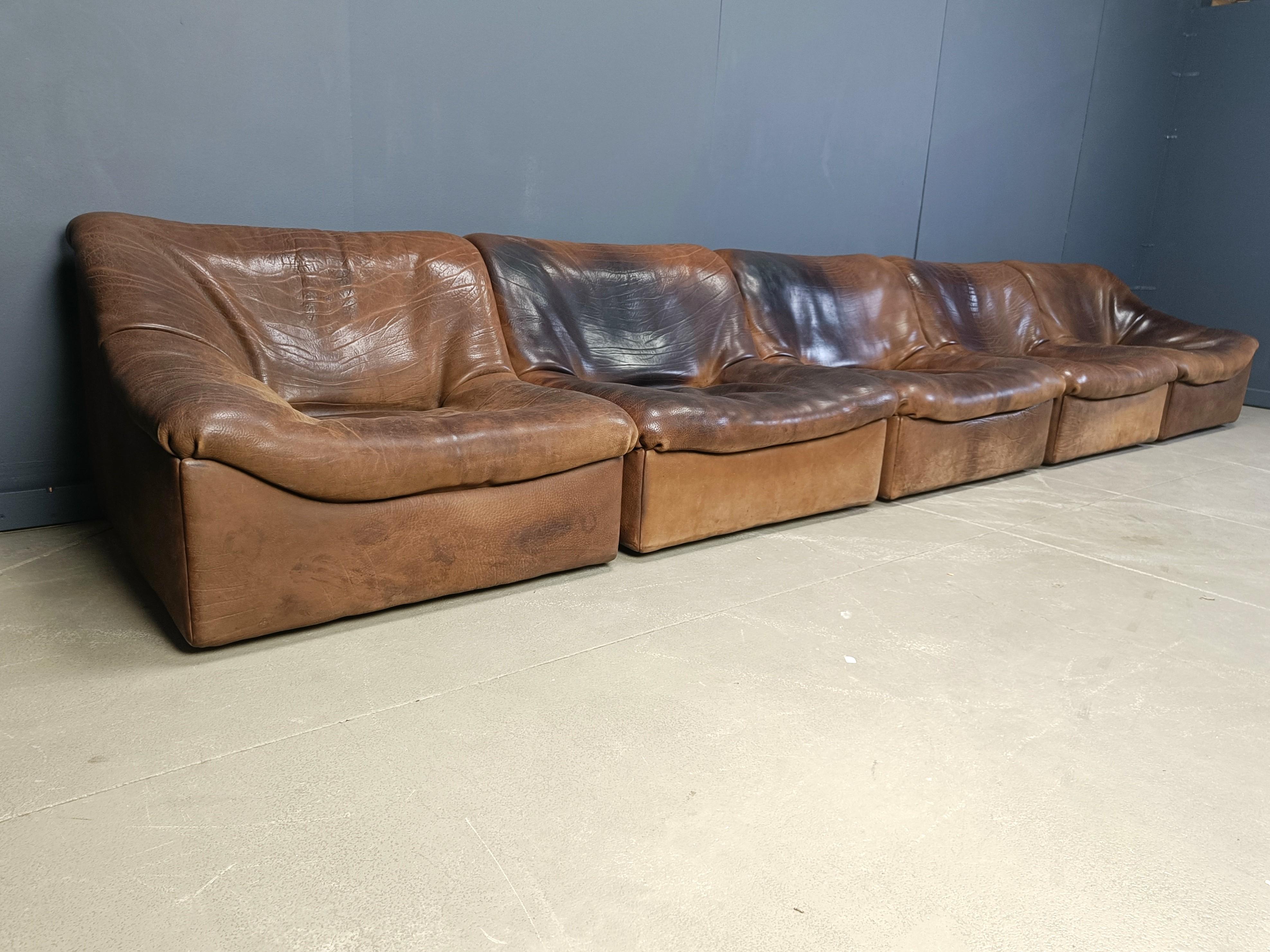 Cuir Canapé modulaire 5 pièces en cuir DS46 par De Sede, 1970 en vente