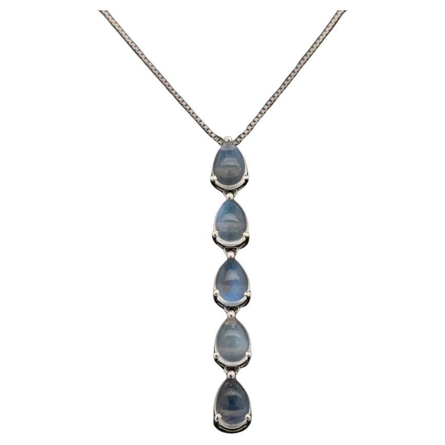 Vintage 5 Pear Moonstone Gold Drop Necklace