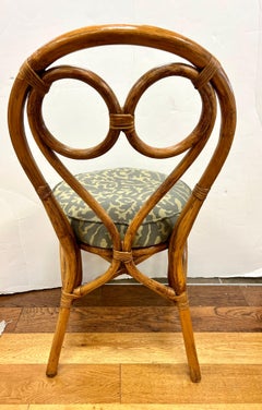 Vintage 5 Piece Bamboo Dining Kitchen Set, Glass Table and 4 Chairs