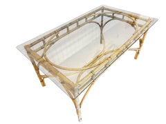 Vintage 5-Piece Bamboo Glass Dining Table & Chairs