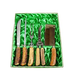 Vintage 5-piece carving set with box - Baron Solingen Germany 1950s