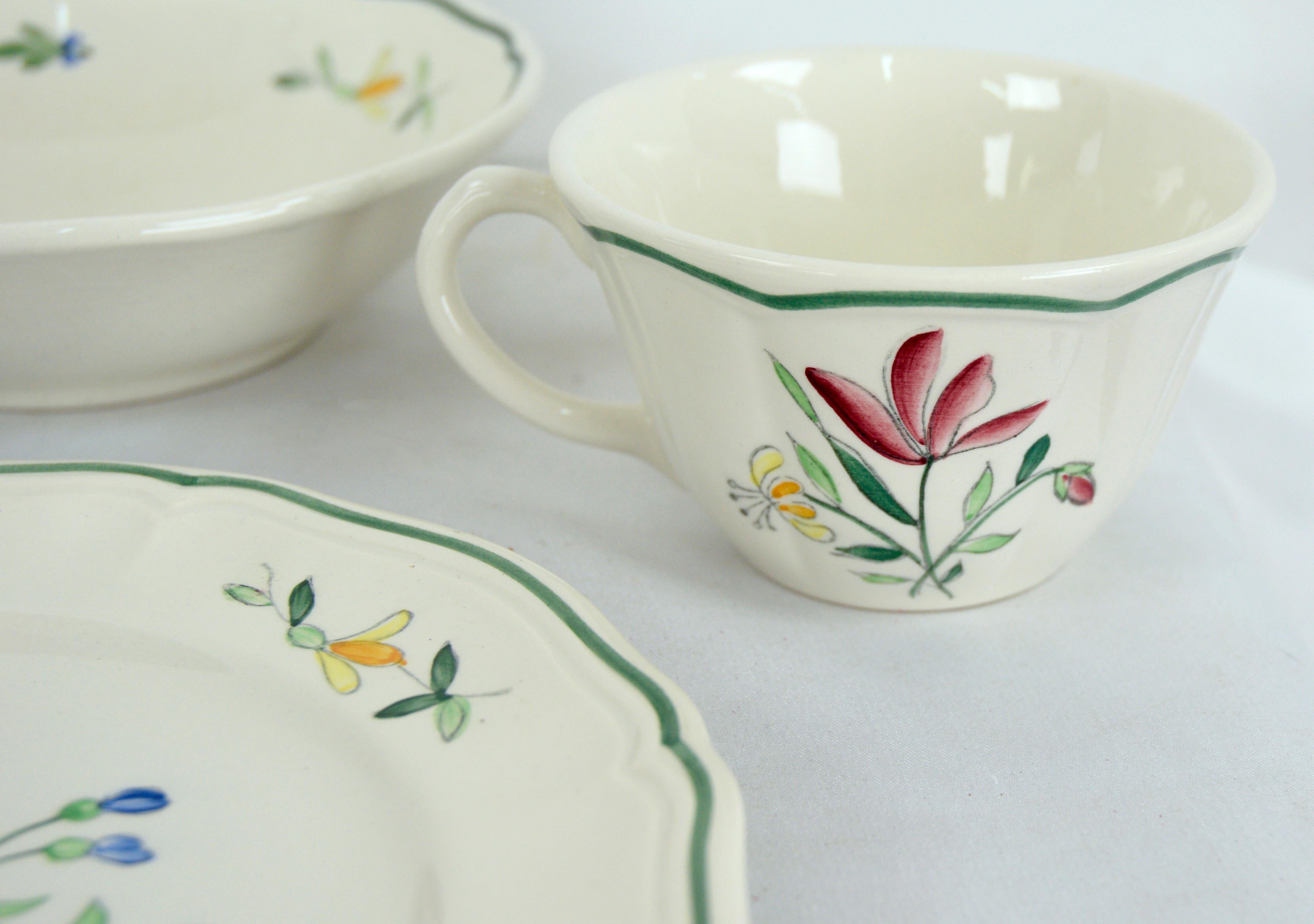 Vintage 5-Piece Longchamp Tulip Place Setting, Set of 12, France In Good Condition In Soquel, CA
